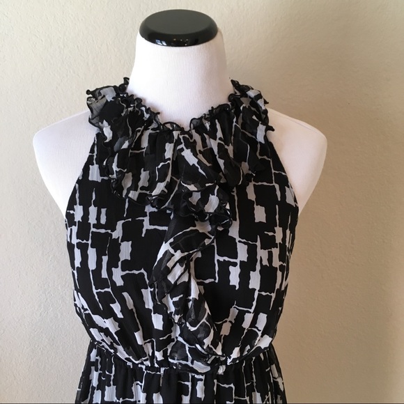 Merona Black & White Ruffle Dress Size Medium - Picture 2 of 8